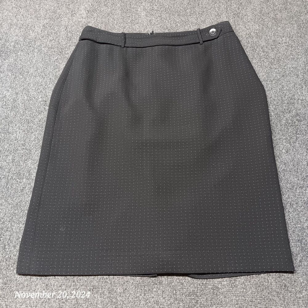 Caslon Skirt Women Size 10 Black‎ Polka Dot Midi Zip Up